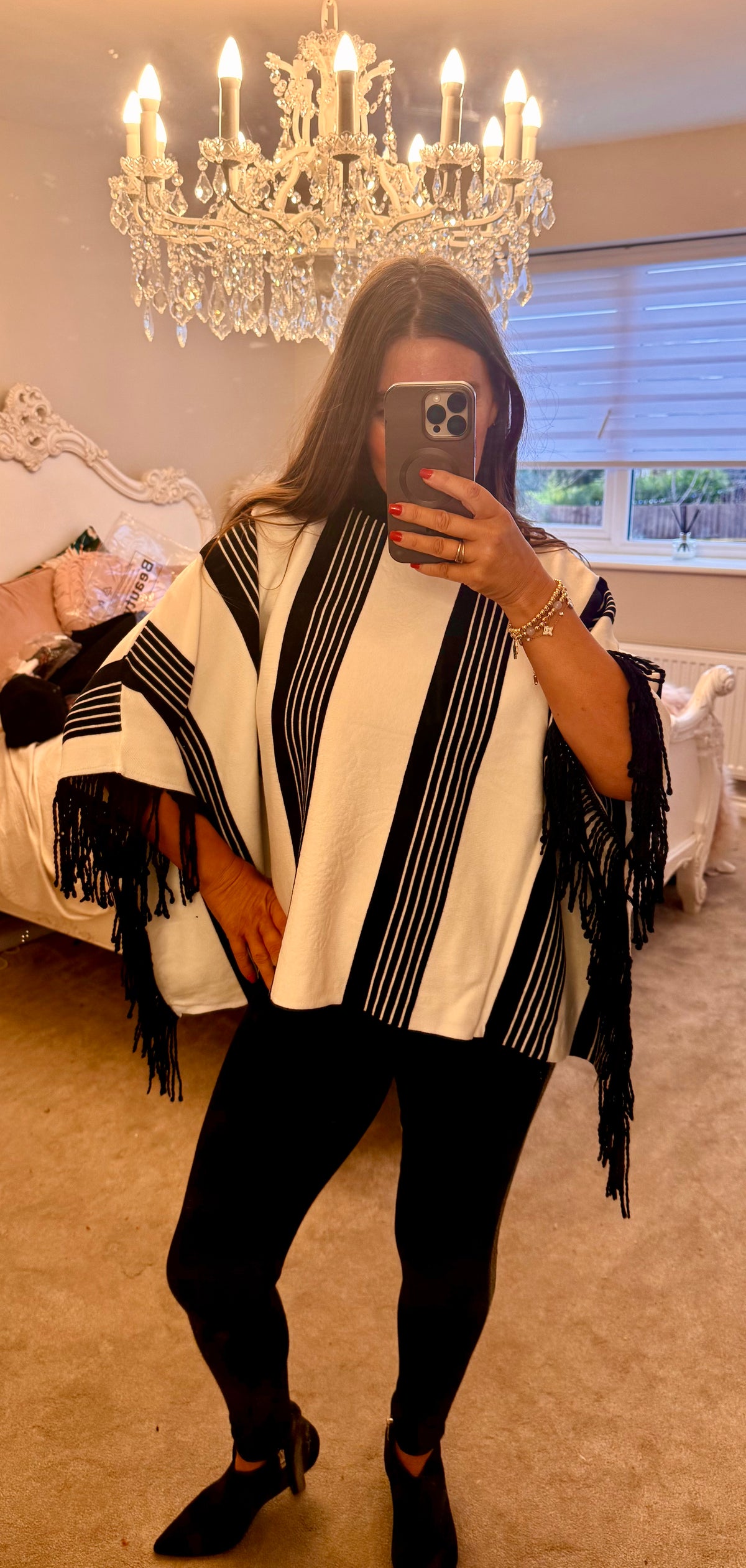 Fringe Black and white knit suit