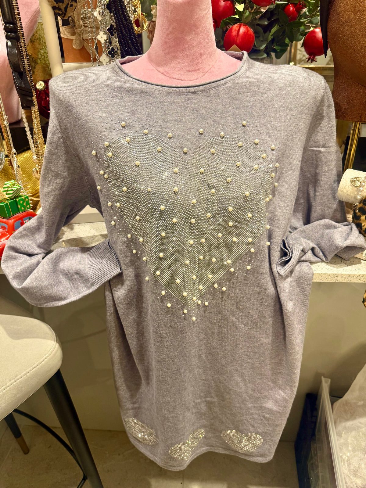 Heart pearl long jumper