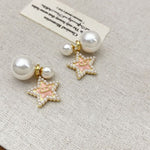 Stars and Pearls Earrings in Pink