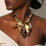 Leopard Print and Chunky Charm Necklace