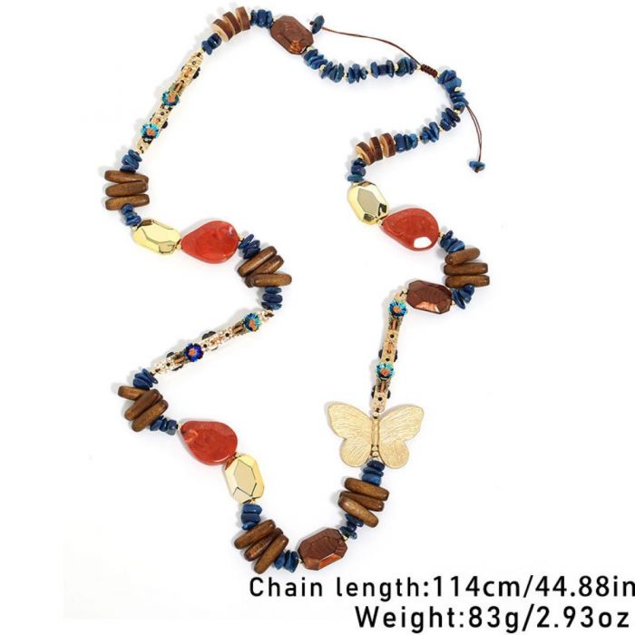 Unique Multicoloured Butterfly Charm Long Necklace