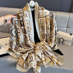 Abstract Squares Print Satin Feel Scarf