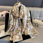 Abstract Squares Print Satin Feel Scarf