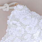 Beaded Floral Sequin Evening Bag in White
