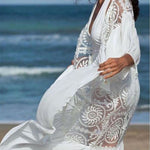 White Lace Crochet Beach Cover-Up Kimono