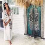 White Lace Crochet Beach Cover-Up Kimono