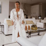 White Lace Crochet Beach Cover-Up Kimono