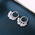 Crystal Gold Hoop Earrings in Silver