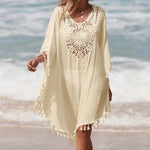 Cream Elegant Tassel Detail Cover Beach Dress