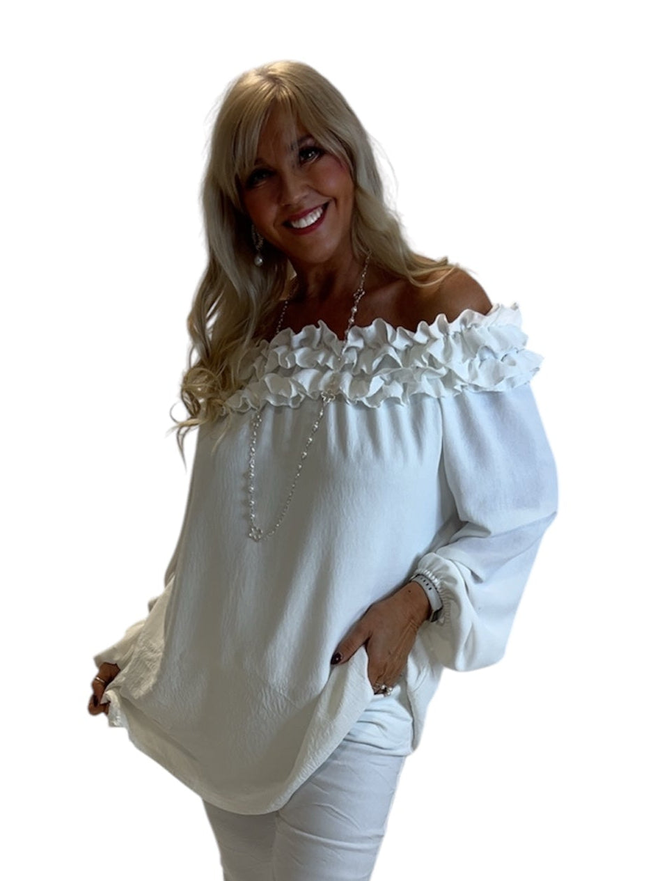 Double Frill Bardot Top