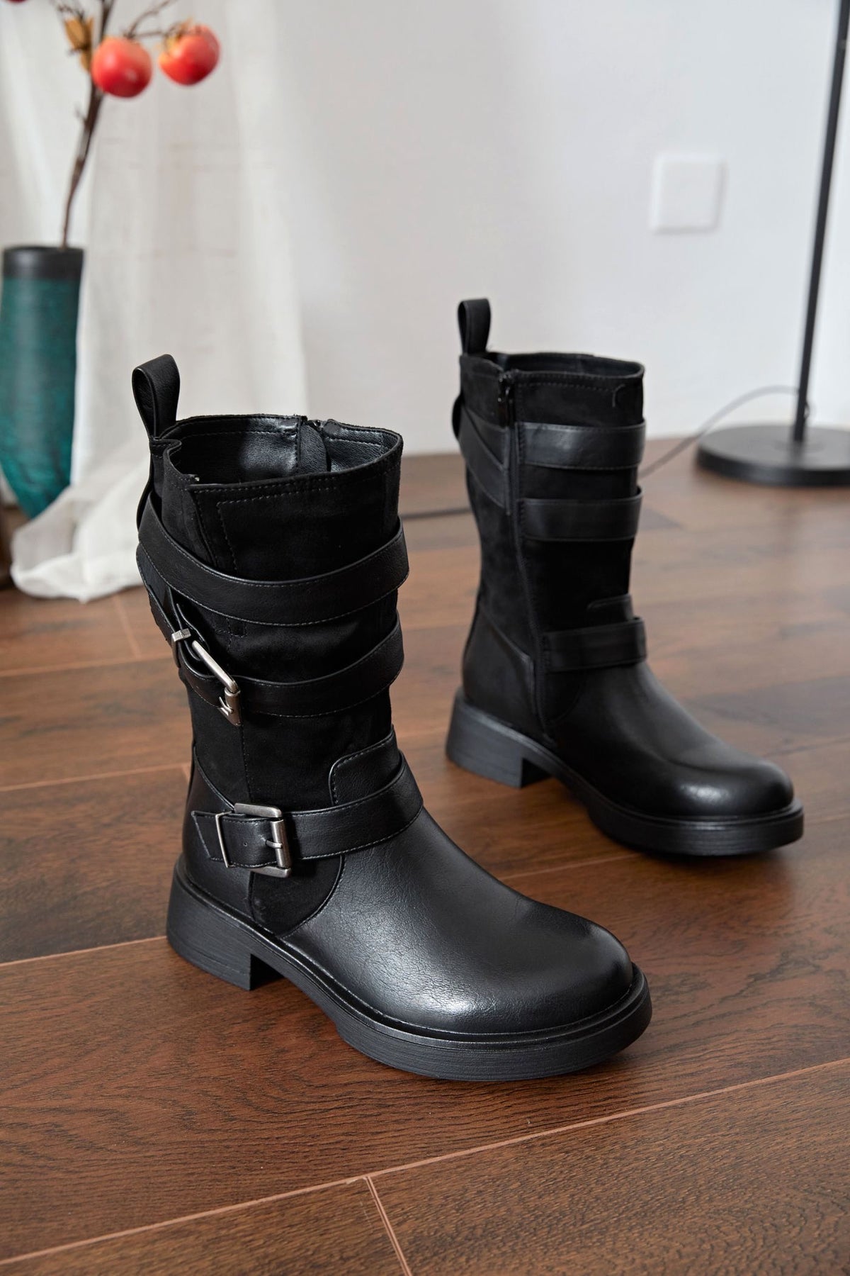 Buckle Black Winter Boot