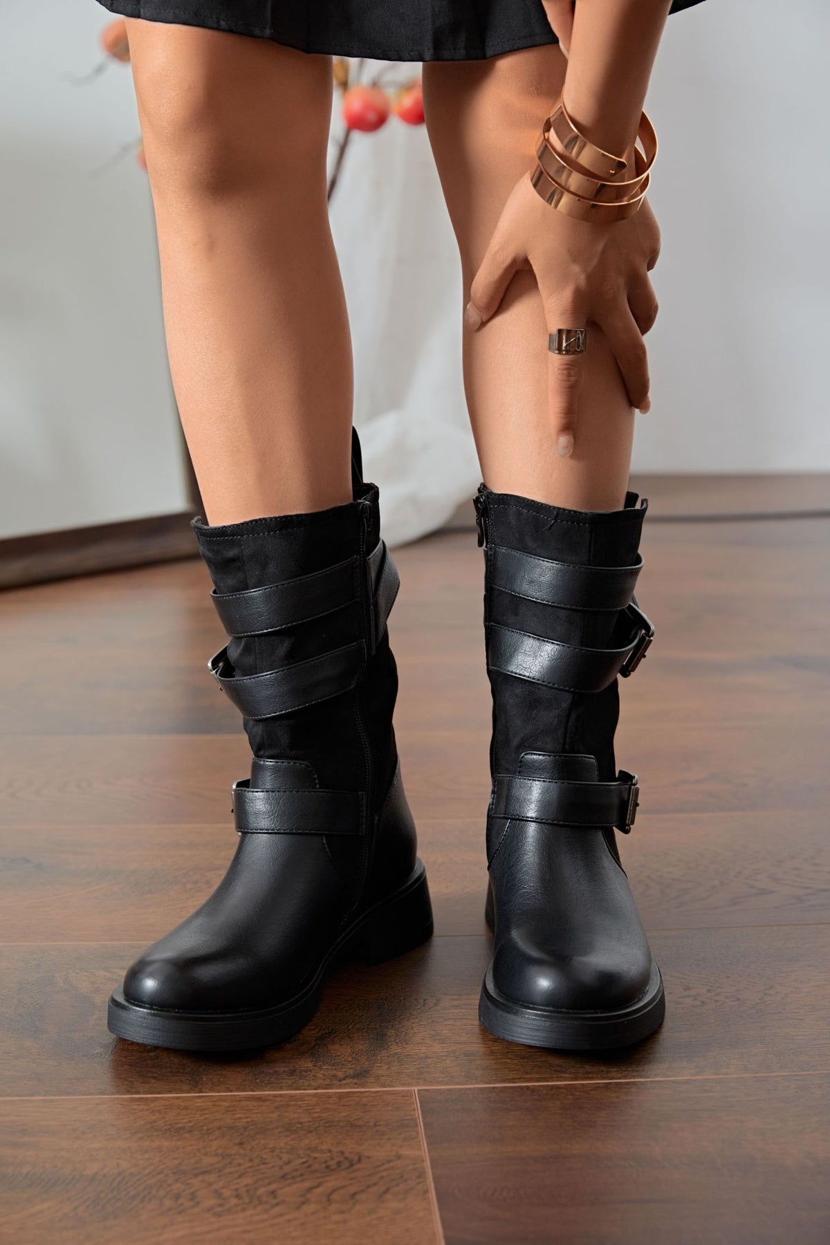 Buckle Black Winter Boot