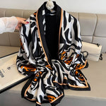 Elegant Zebra Print & Orange Floral Satin Scarf