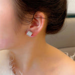 Stunning Pearl & Crystal Cube Earrings in Silver