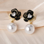 Delicate Rose Pearl Drop earrings