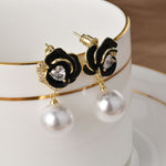 Delicate Rose Pearl Drop earrings