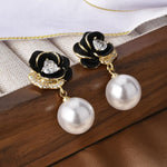 Delicate Rose Pearl Drop earrings