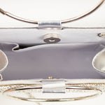 Glamour Evening Clutch with Circular Handle in Silver