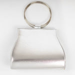 Glamour Evening Clutch with Circular Handle in Silver