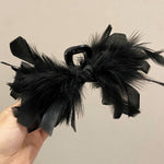 Feathers hair claw with silk ribbon