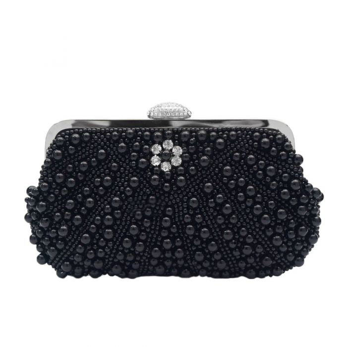 Crystals and pearl bag Blk or cream