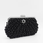 Crystals and pearl bag Blk or cream