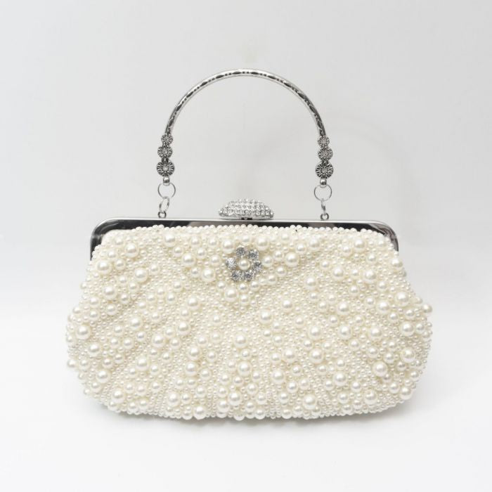 Crystals and pearl bag Blk or cream