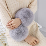 Elegant Plain Faux Fur Wrist Cuffs