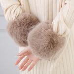 Elegant Plain Faux Fur Wrist Cuffs