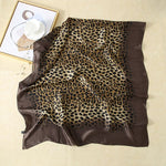 Leopard Print Satin Scarf in Brown