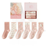 Cherry Akino Gift Box 6 Pairs of Socks in Pink