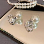 Pearls and Crystals Earrings in Silver