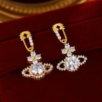 Crystals Orb Drop Earrings in Gold