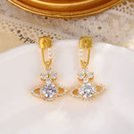 Crystals Orb Drop Earrings in Gold