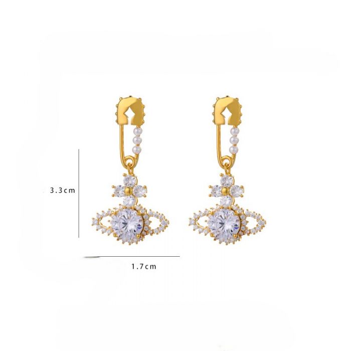 Crystals Orb Drop Earrings in Gold