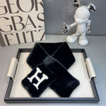 Faux Fur Snood with Letter H in Black
