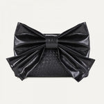 Bow Clutch Bag with Chain Strap in Black