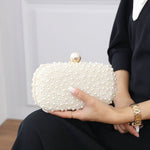 Pearl Elegance Evening Clutch Bag in Ivory