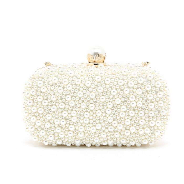 Pearl Elegance Evening Clutch Bag in Ivory