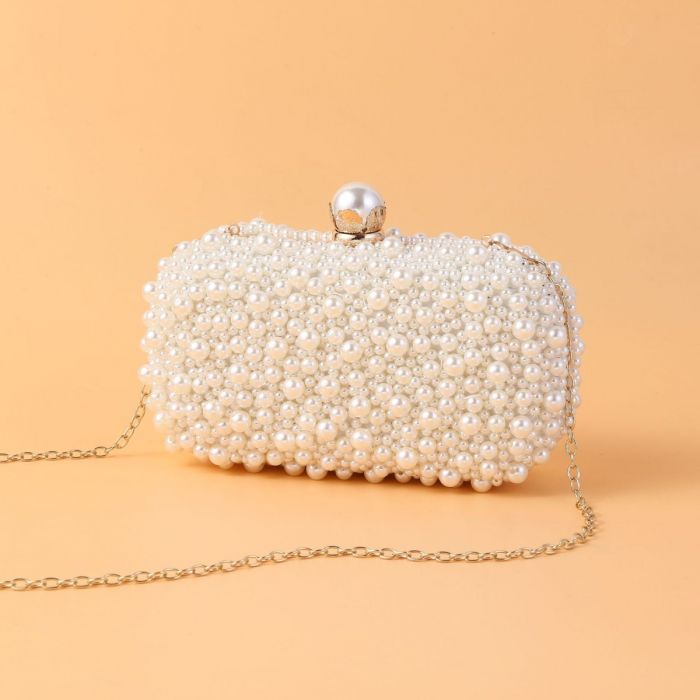 Pearl Elegance Evening Clutch Bag in Ivory