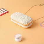 Pearl Elegance Evening Clutch Bag in Ivory