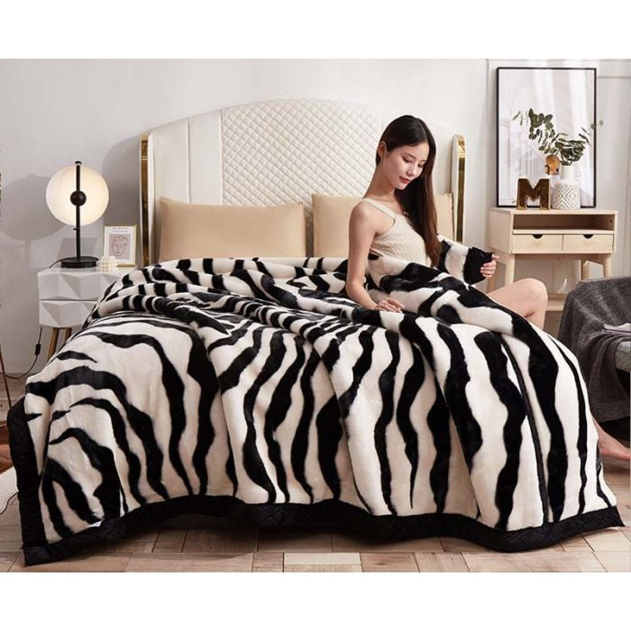 Luxurious Faux Zebra Fur Blanket