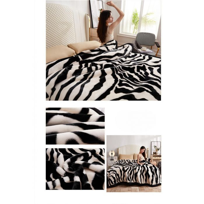 Luxurious Faux Zebra Fur Blanket