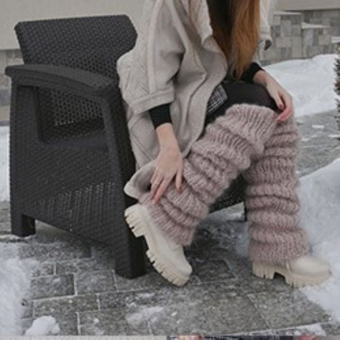 Cozy Knit Leg Warmers in Beige